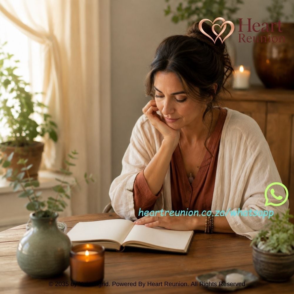 Woman in a calm reflective setting representing personalised spiritual relationship guidance